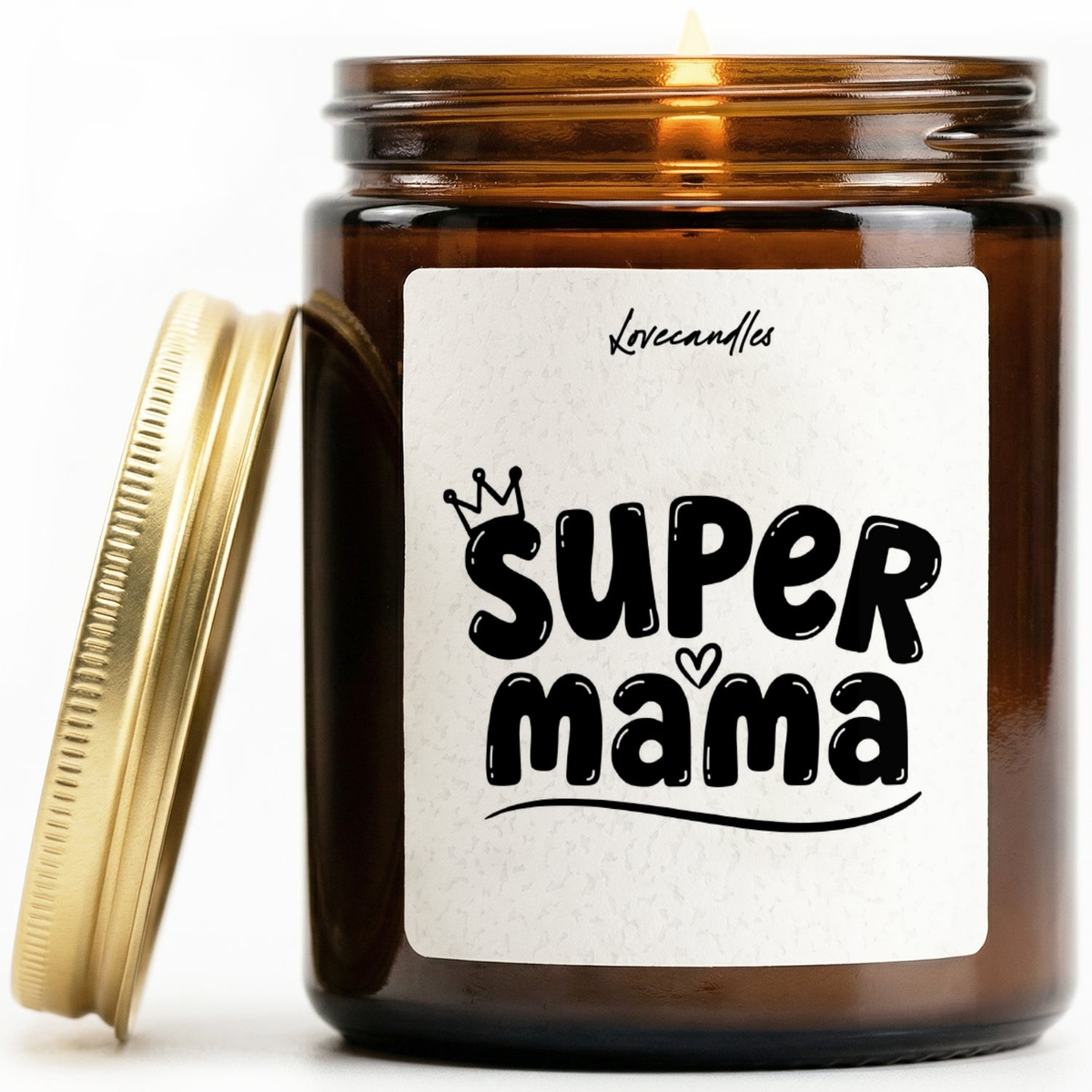 Geurkaars met Tekst "Super Mama” – Vanille | Sojawas | Cadeau