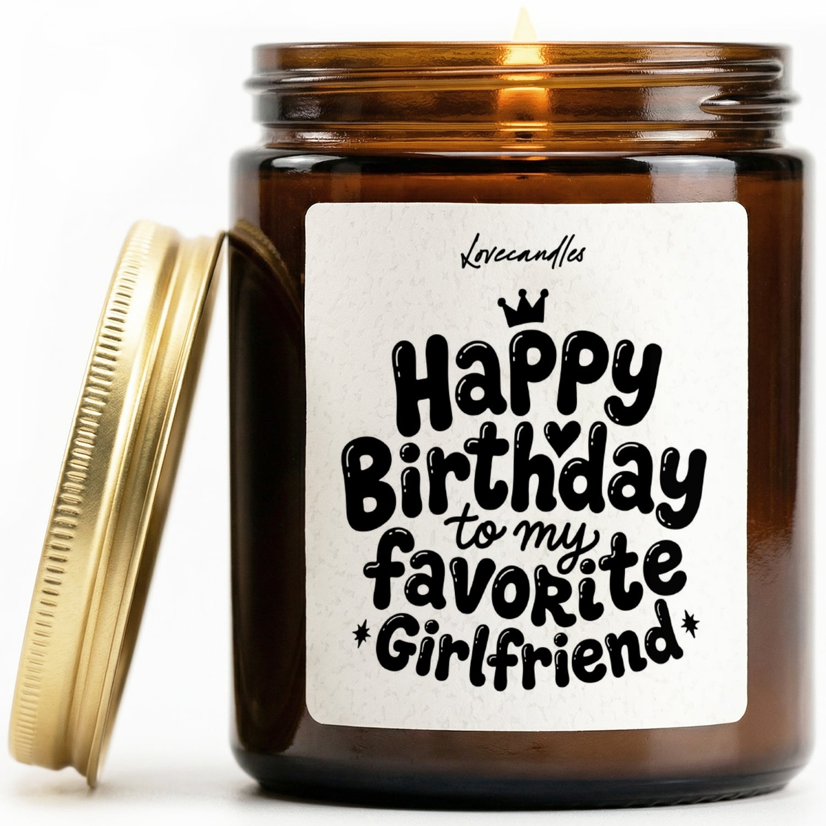 Geurkaars met Tekst “Happy Birthday To My Favorite Girlfriend” – Vanille | Sojawas | Cadeau