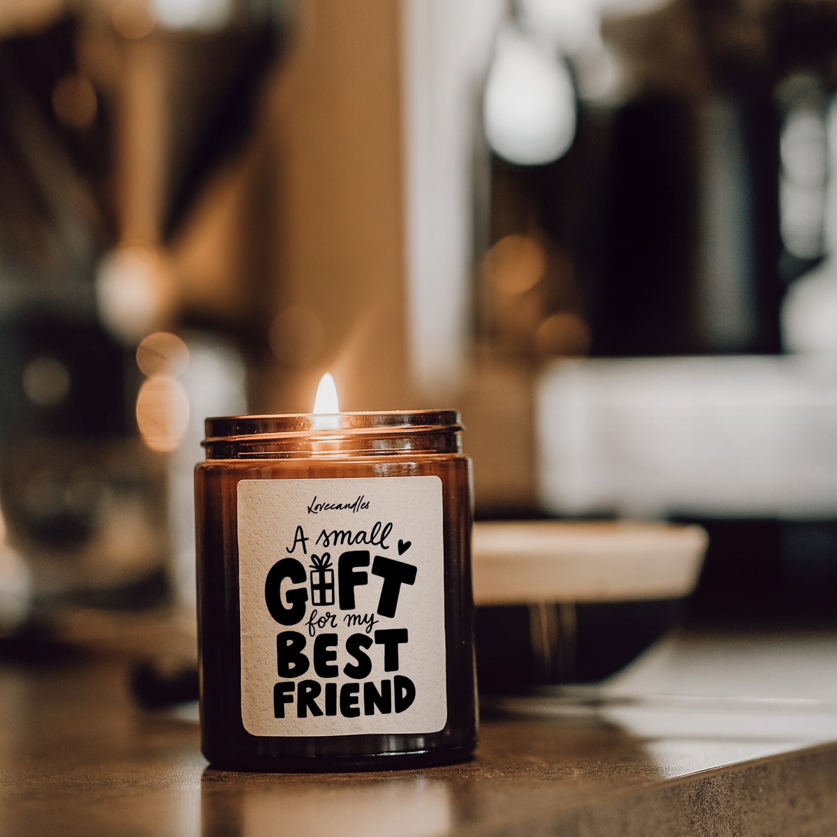 Geurkaars met Tekst “A Small Gift For My Best Friend” – Vanille | Sojawas | Cadeau