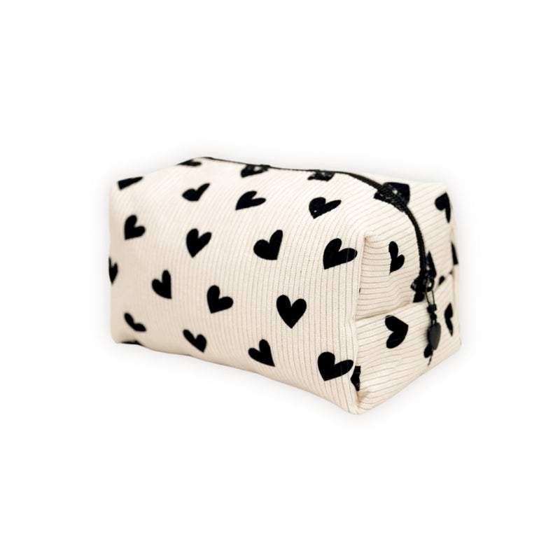 Toilettas ecru| Hartjes | Ribstof