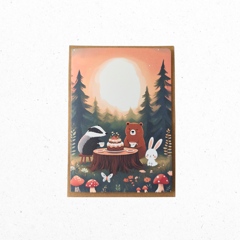A6 Wenskaart Zomer Theefeestje In Het Bos - The Card Studio