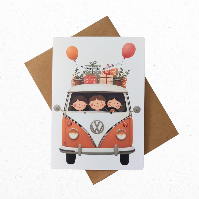 A6 Wenskaart Feestbus op weg - The Card Studio