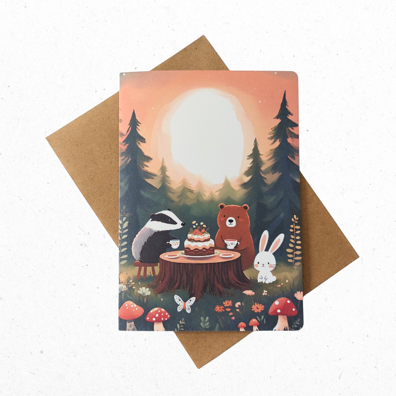 A6 Wenskaart Zomer Theefeestje In Het Bos - The Card Studio