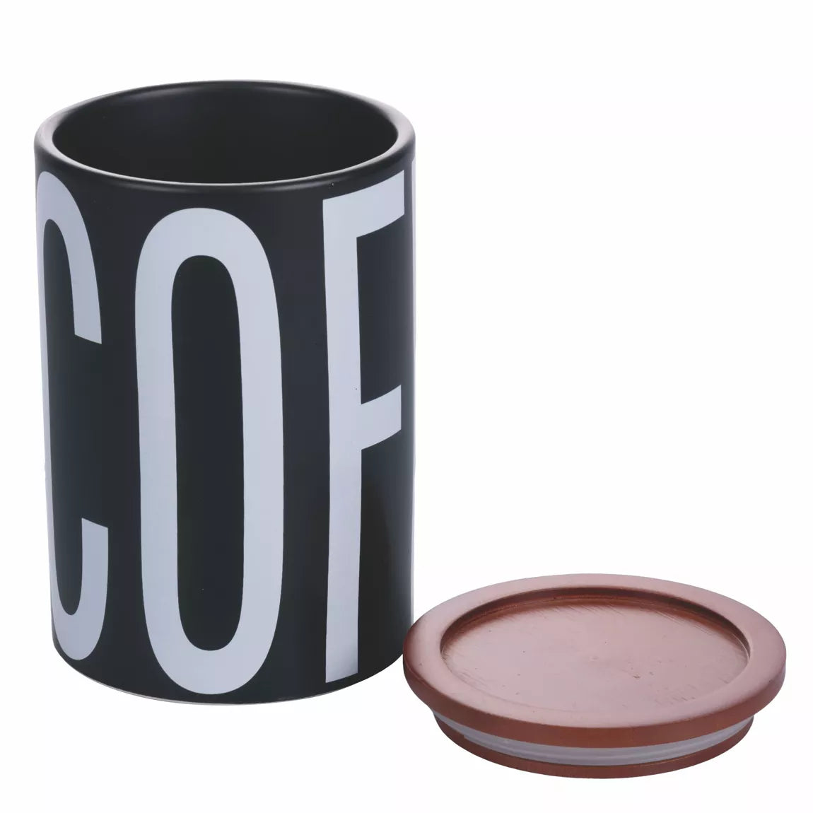 COFFE Bewaarpot – 750ml | Mat Zwart Keramiek met Bamboe Deksel