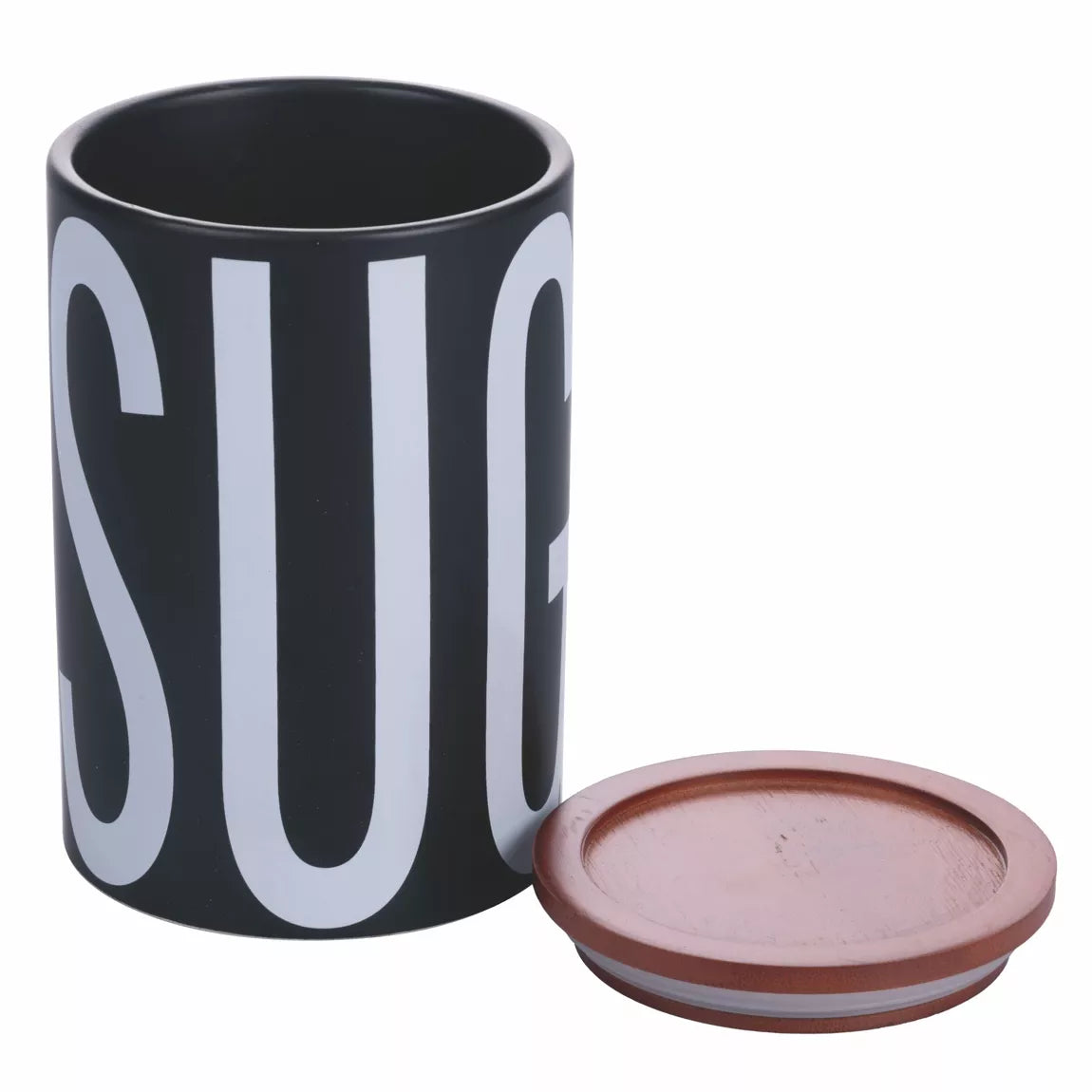 SUGAR Bewaarpot – 750ml | Mat Zwart Keramiek met Bamboe Deksel