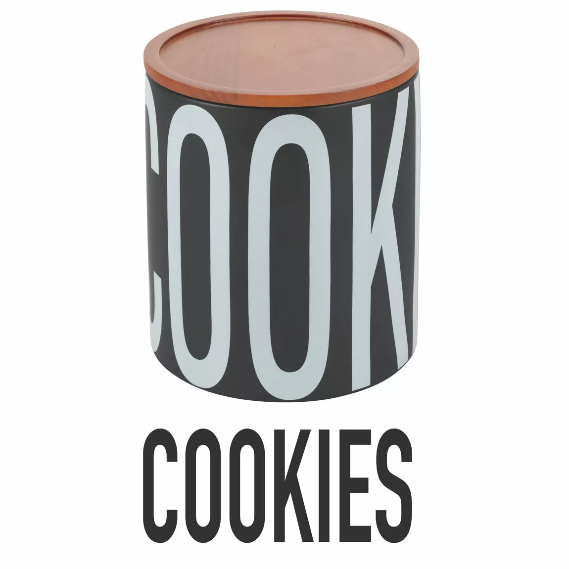 COOKIES Bewaarpot | Mat Zwart Keramiek met Bamboe Deksel