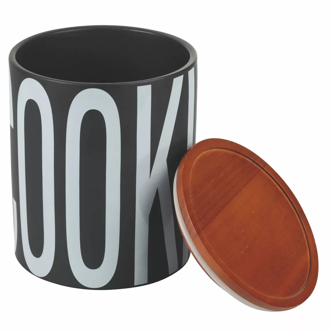 COOKIES Bewaarpot | Mat Zwart Keramiek met Bamboe Deksel