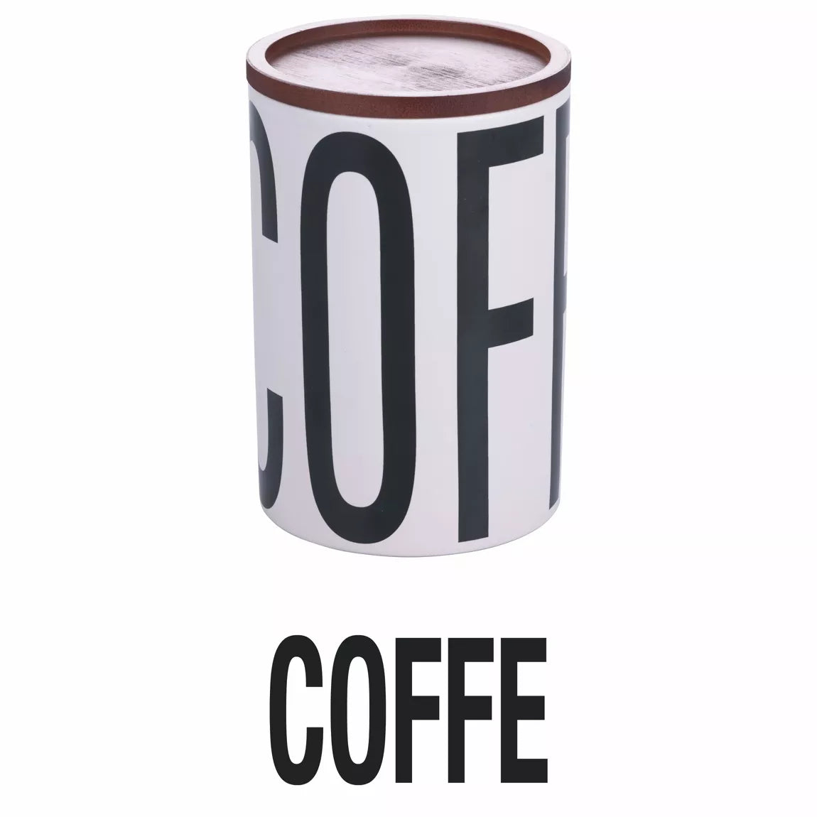 COFFE Bewaarpot – 750ml | Mat Wit Keramiek met Bamboe Deksel