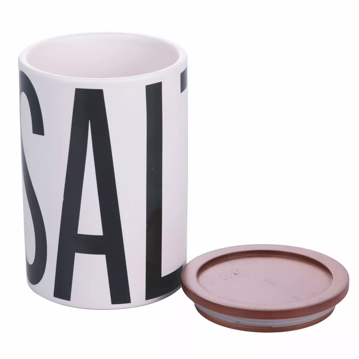 SALT Bewaarpot – 750ml | Mat Wit Keramiek met Bamboe Deksel