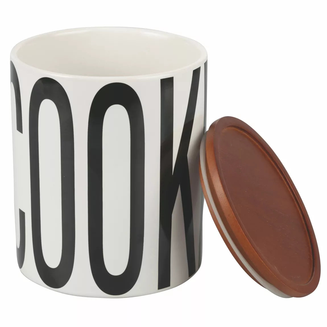 COOKIES Bewaarpot | Mat Wit Keramiek met Bamboe Deksel