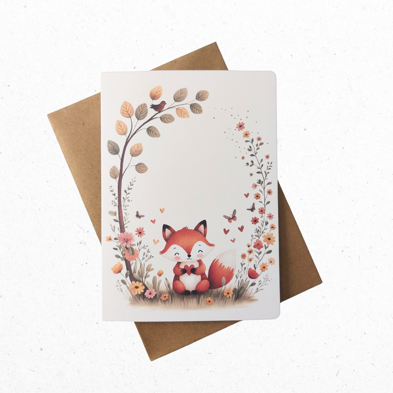 A6 Wenskaart Vosje Vol Liefde - The Card Studio