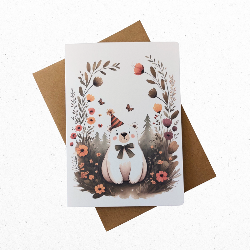 A6 Wenskaart Beary Happy Birthday - The Card Studio