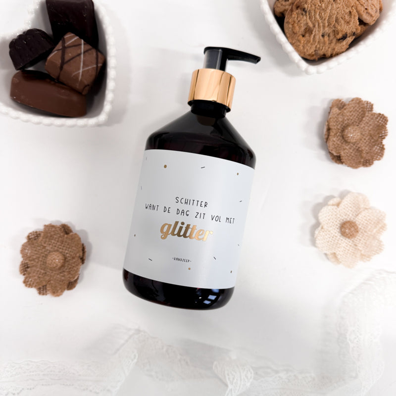 Luxe handzeep | Schitter want de dag zit vol glitter | Goudfolie