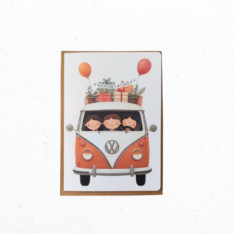 A6 Wenskaart Feestbus op weg - The Card Studio