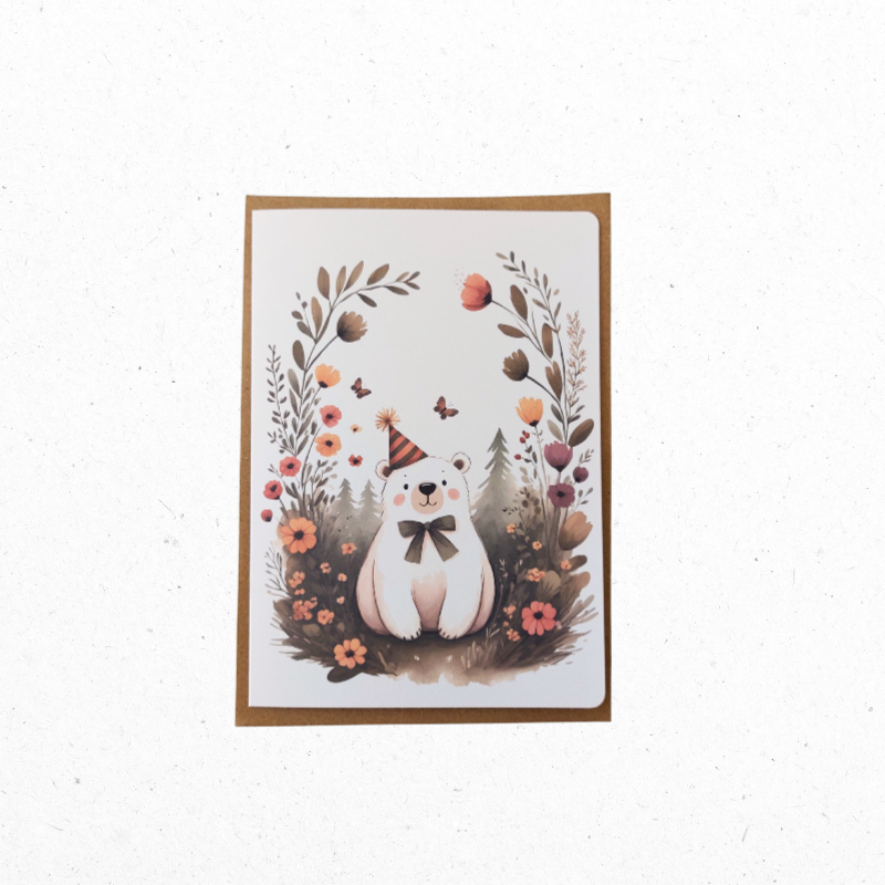 A6 Wenskaart Beary Happy Birthday - The Card Studio