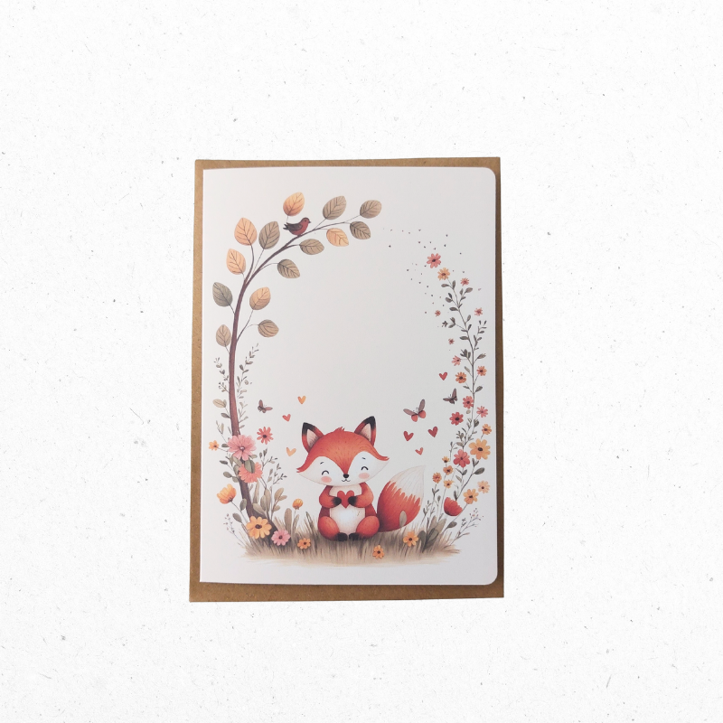 A6 Wenskaart Vosje Vol Liefde - The Card Studio