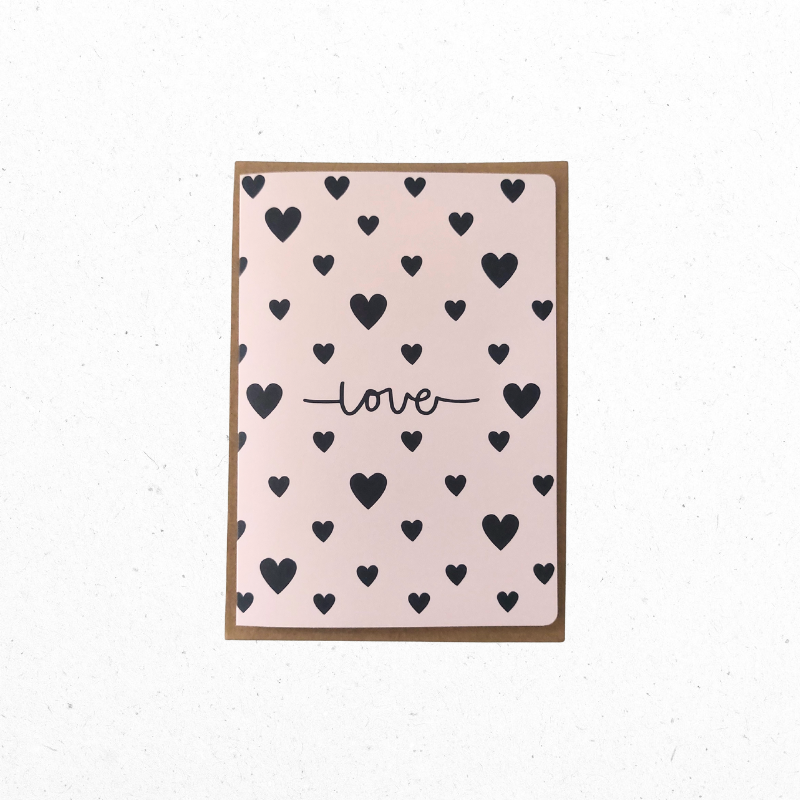 A6 Wenskaart Hartjesregen van Liefde - The Card Studio