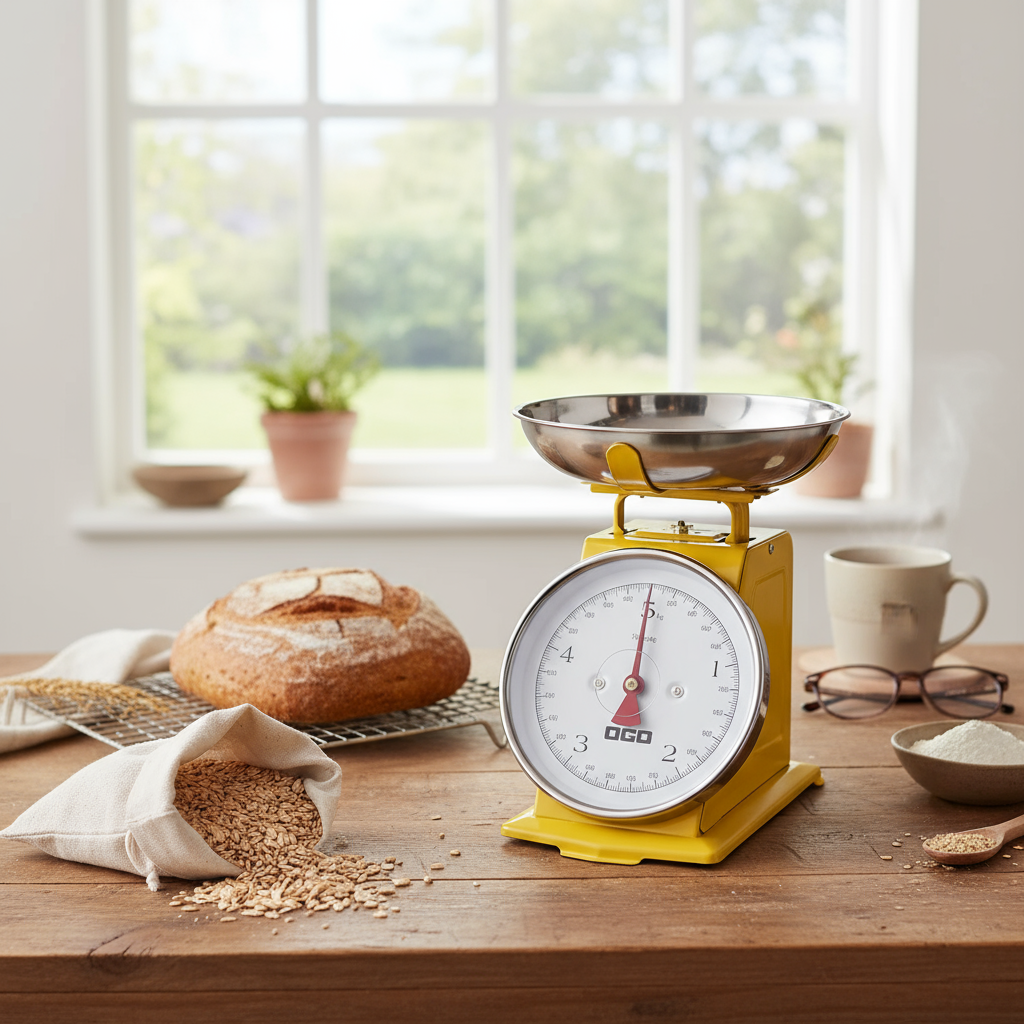 Gele retro mechanische keukenweegschaal van 5 kg/20 g - OGO Living