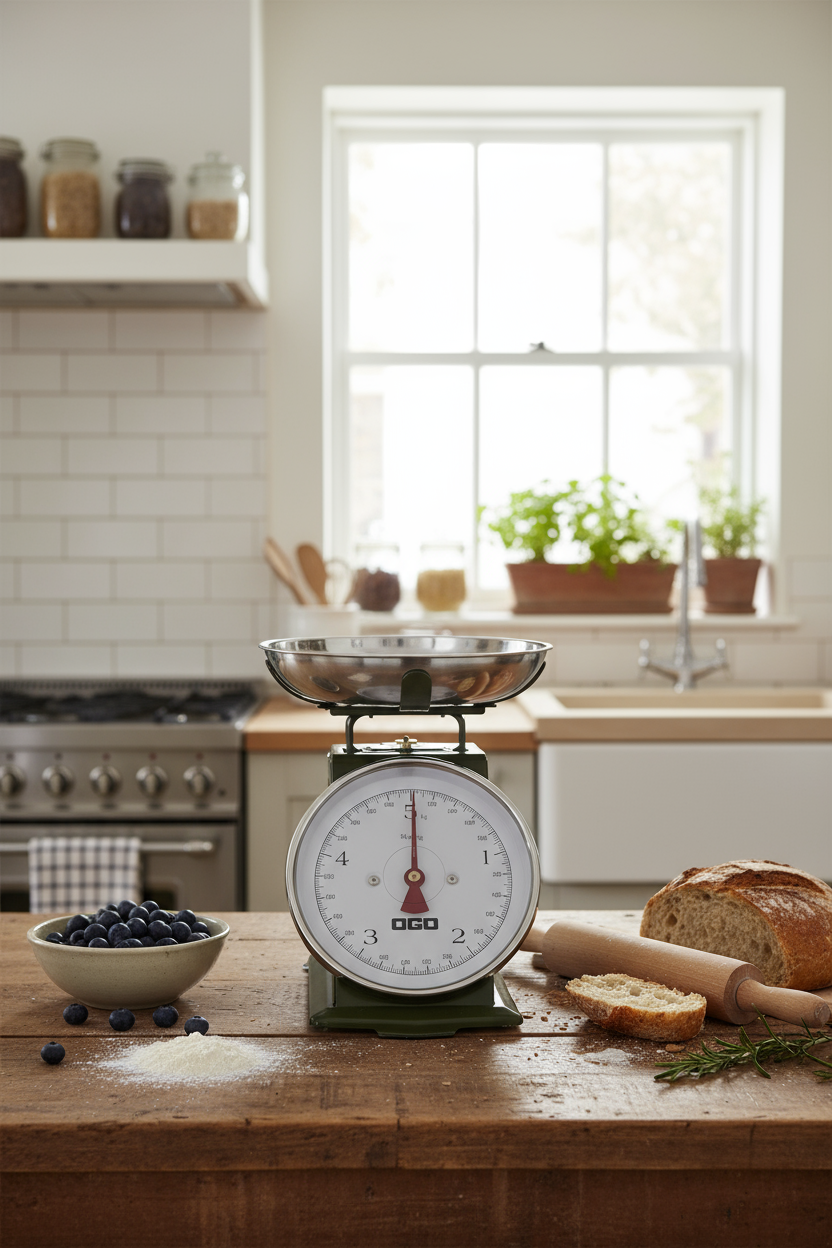 Groene retro mechanische keukenweegschaal van 5 kg/20 g - OGO Living