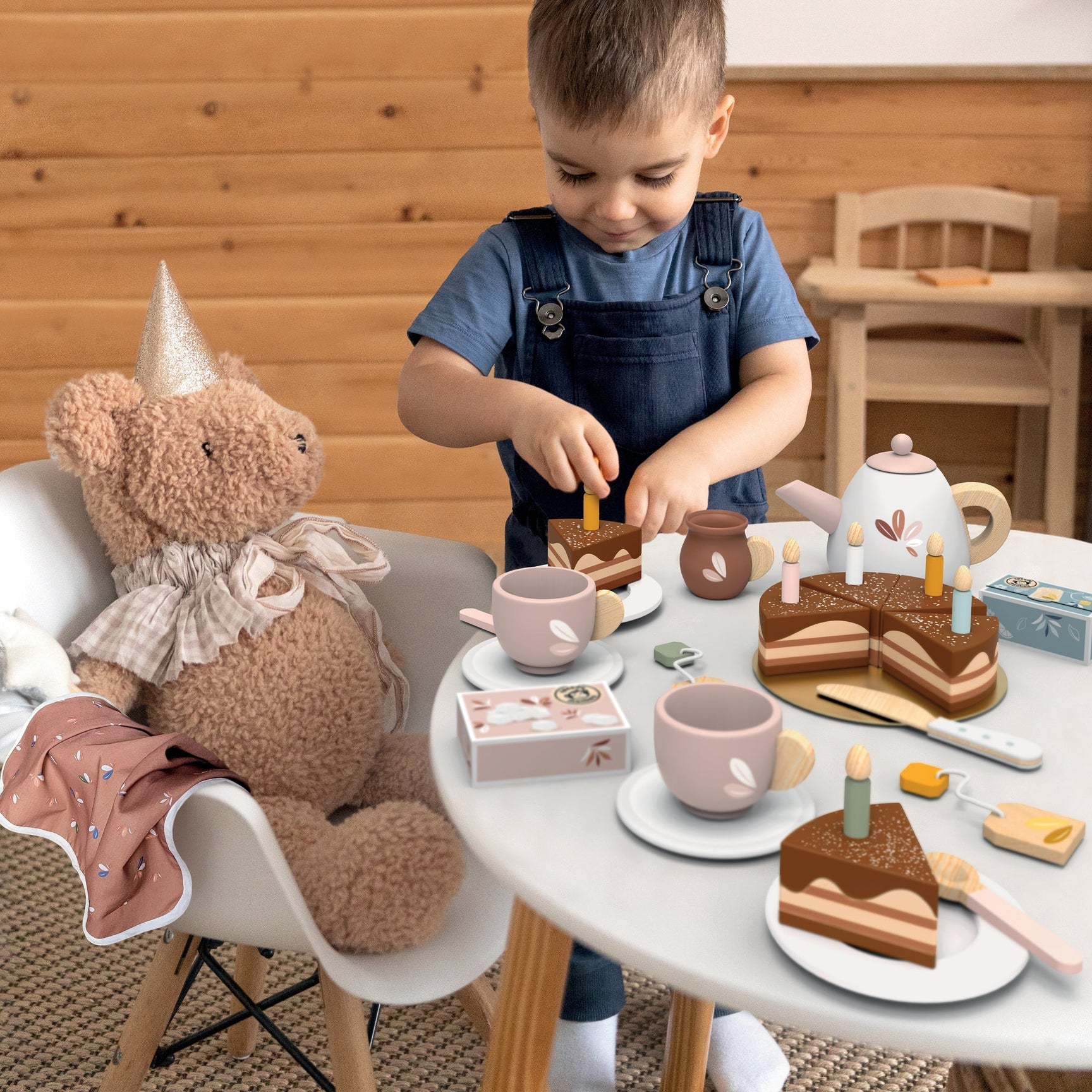 Houten Verjaardagstheeset Speelset – Speedy Monkey Theeservies 3+