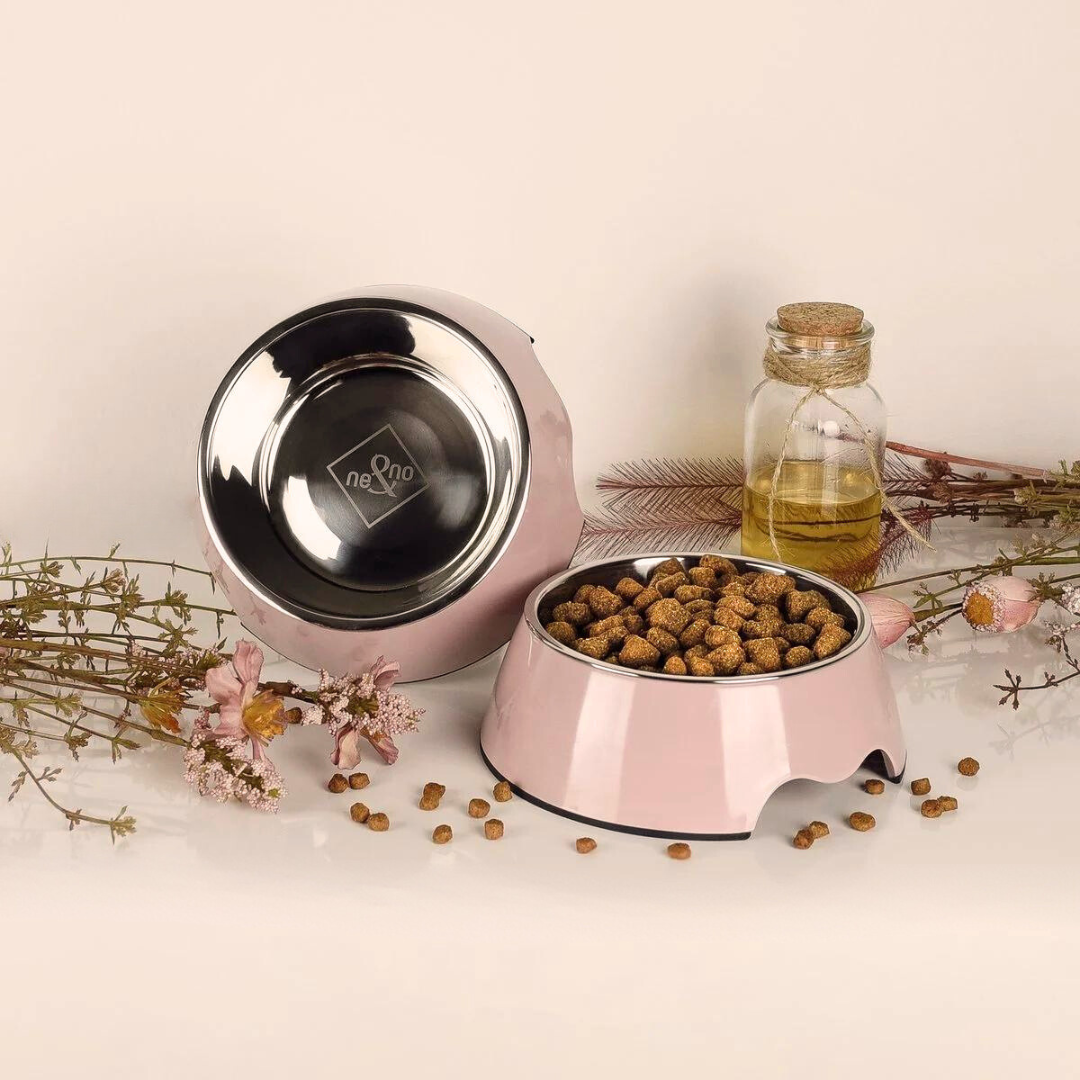 Roze RVS hond of katten voerbak | Set van 2stuks - ne&no