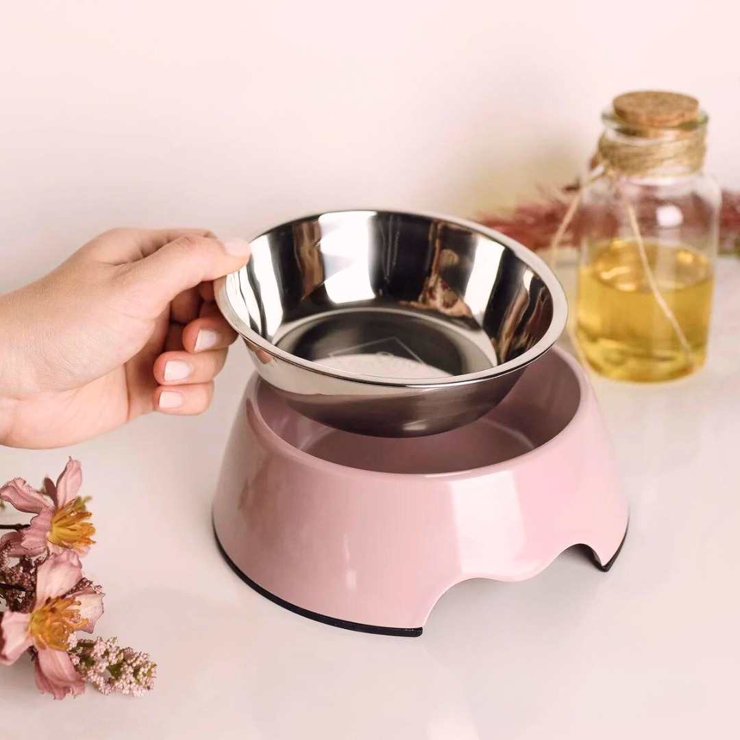 Roze RVS hond of katten voerbak | Set van 2stuks - ne&no
