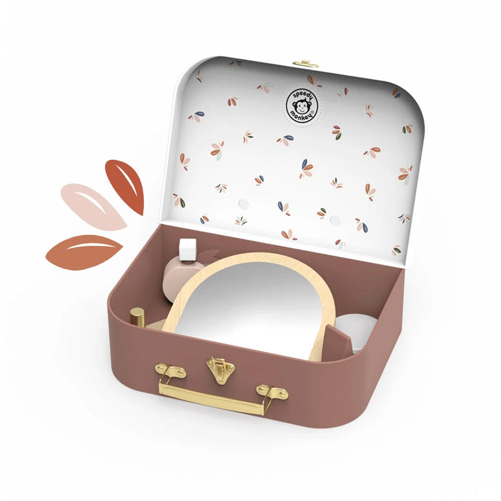 Houten Speelkoffer Beauty Set voor Kinderen – Kappers- en Schminkspeelgoed 3+