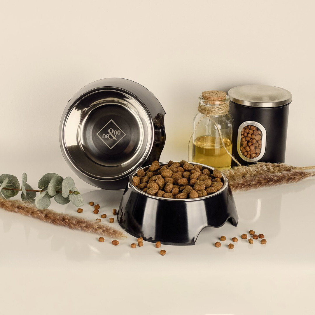 Zwart RVS hond of katten voerbak | Set van 2stuks - ne&no