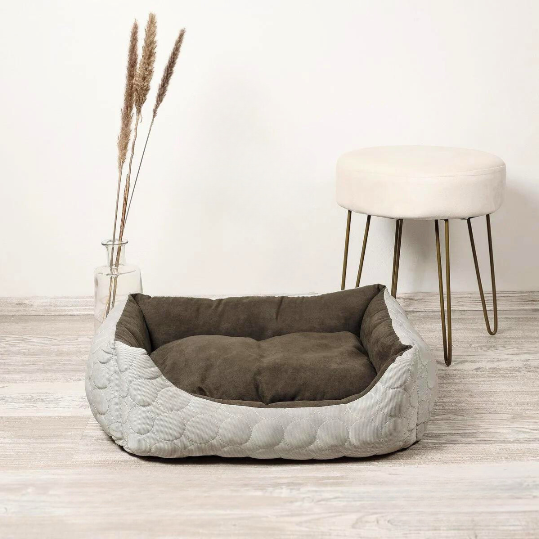 Hondenbed - Kattenbed Medium zilver/mos groen | Ne&No