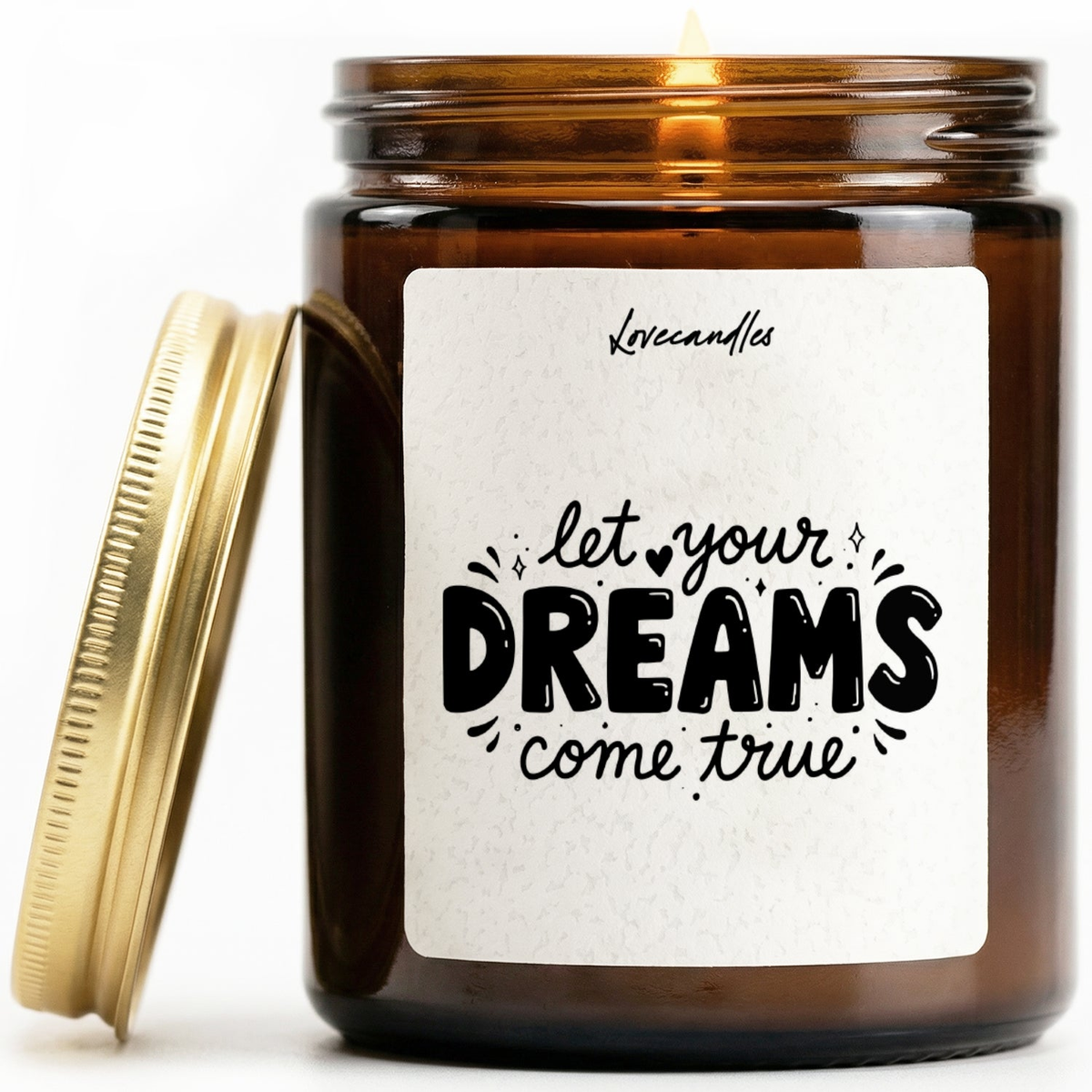 Geurkaars met Tekst "Let Your Dreams Come True” – Vanille | Sojawas | Cadeau