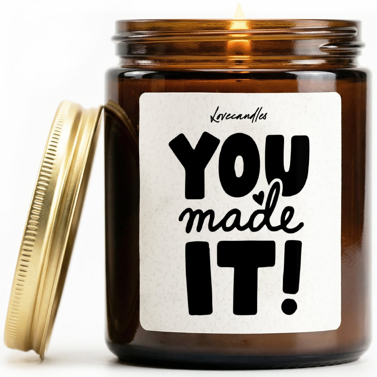 Geurkaars met Tekst “You Made It” – Vanille | Sojawas | Cadeau
