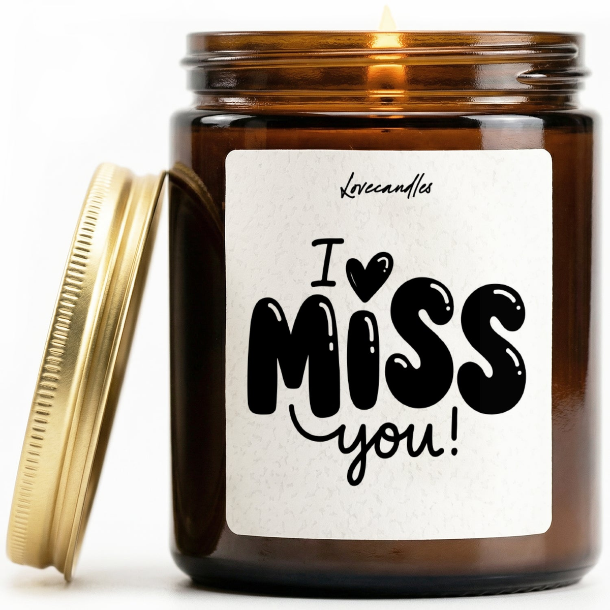 Geurkaars met Tekst “I Miss You” – Vanille | Sojawas | Cadeau