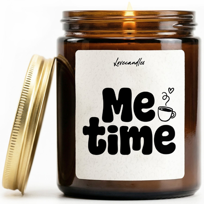 Geurkaars met Tekst "Me Time” – Vanille | Sojawas | Cadeau