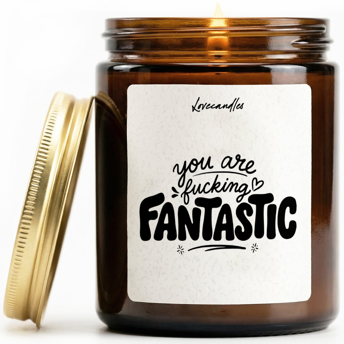 Geurkaars met Tekst "You Are Fucking Fantastic” – Vanille | Sojawas | Cadeau