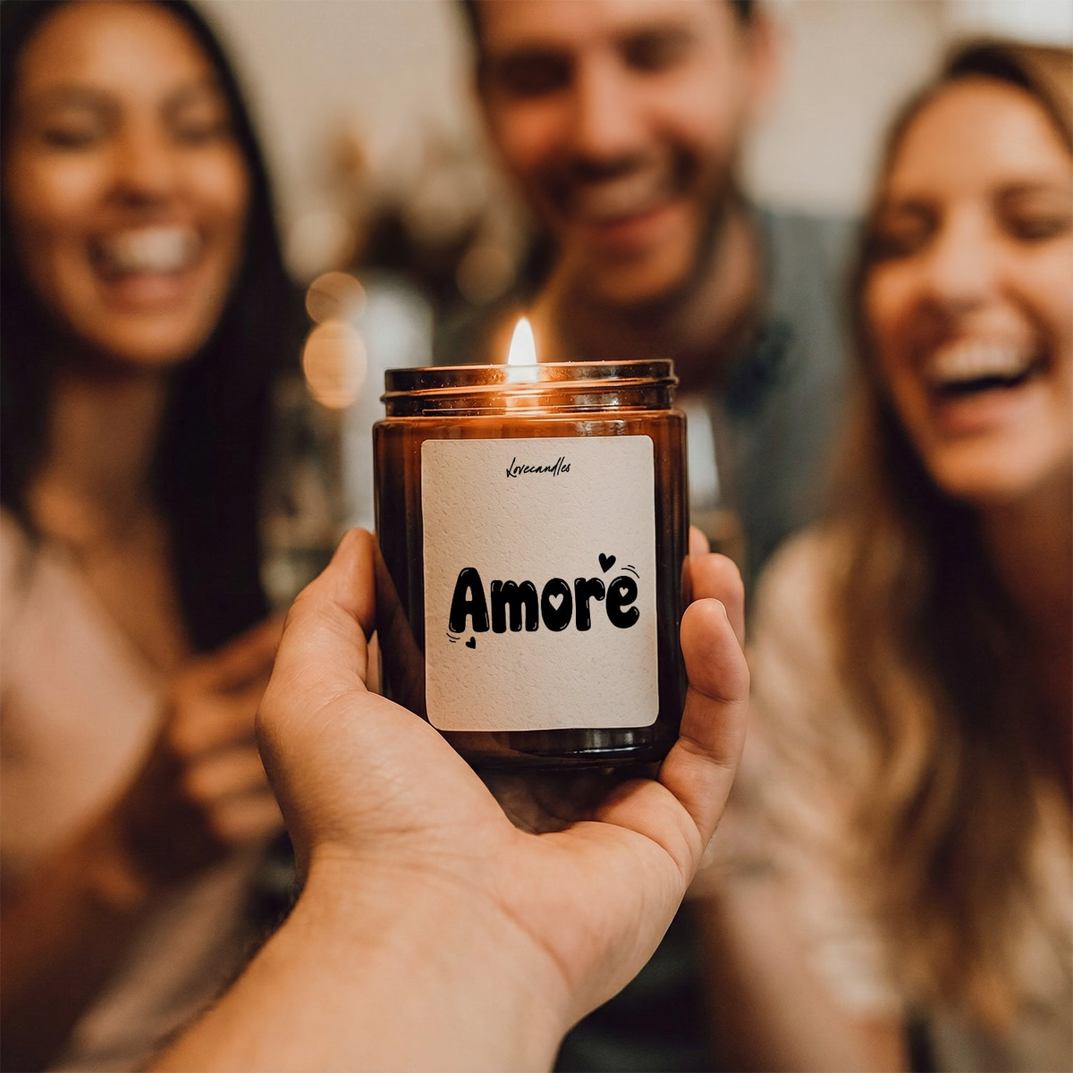 Geurkaars met Tekst “Amore” – Vanille | Sojawas | Cadeau
