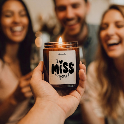 Geurkaars met Tekst “I Miss You” – Vanille | Sojawas | Cadeau