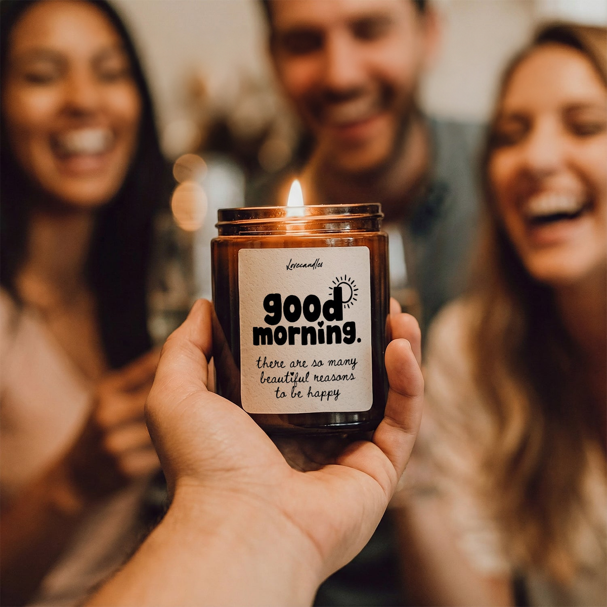 Geurkaars met Tekst “Good Morning” – Vanille | Sojawas | Cadeau