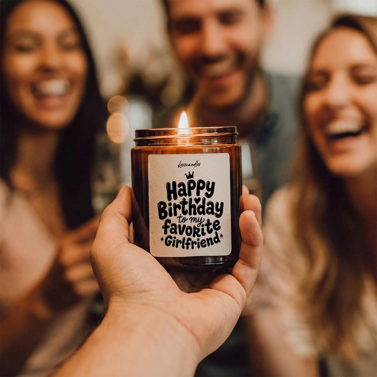 Geurkaars met Tekst “Happy Birthday To My Favorite Girlfriend” – Vanille | Sojawas | Cadeau