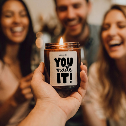 Geurkaars met Tekst “You Made It” – Vanille | Sojawas | Cadeau