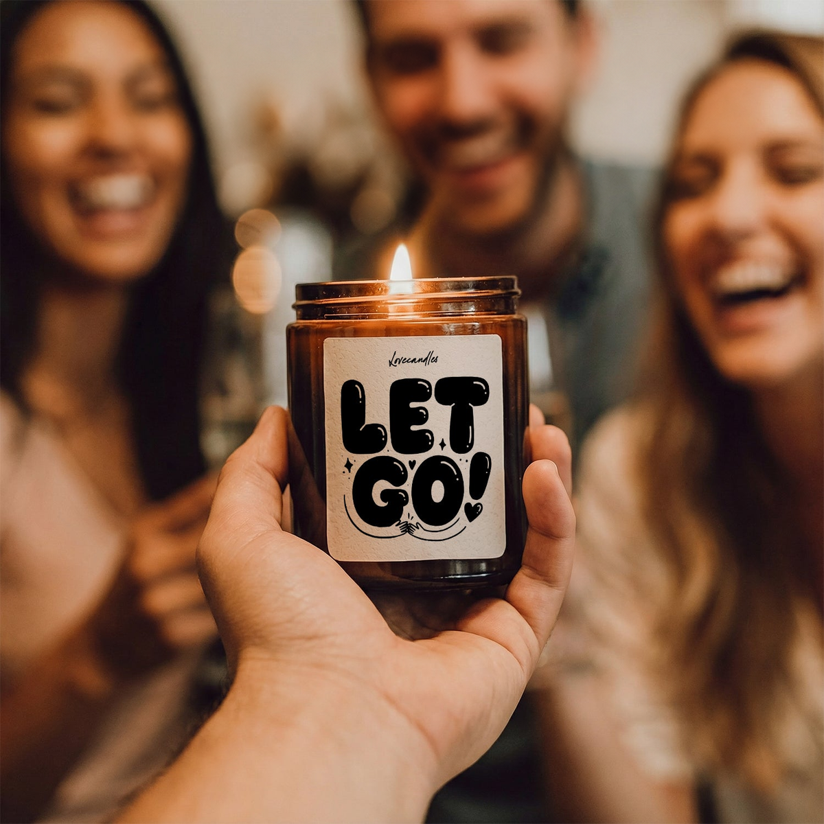 Geurkaars met Tekst "Let Go” – Vanille | Sojawas | Cadeau