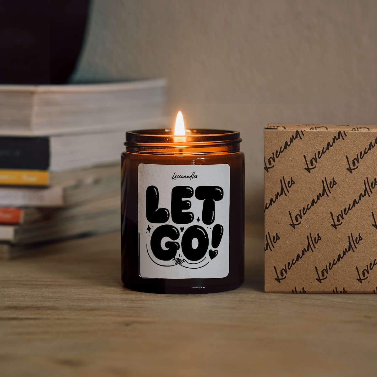 Geurkaars met Tekst "Let Go” – Vanille | Sojawas | Cadeau