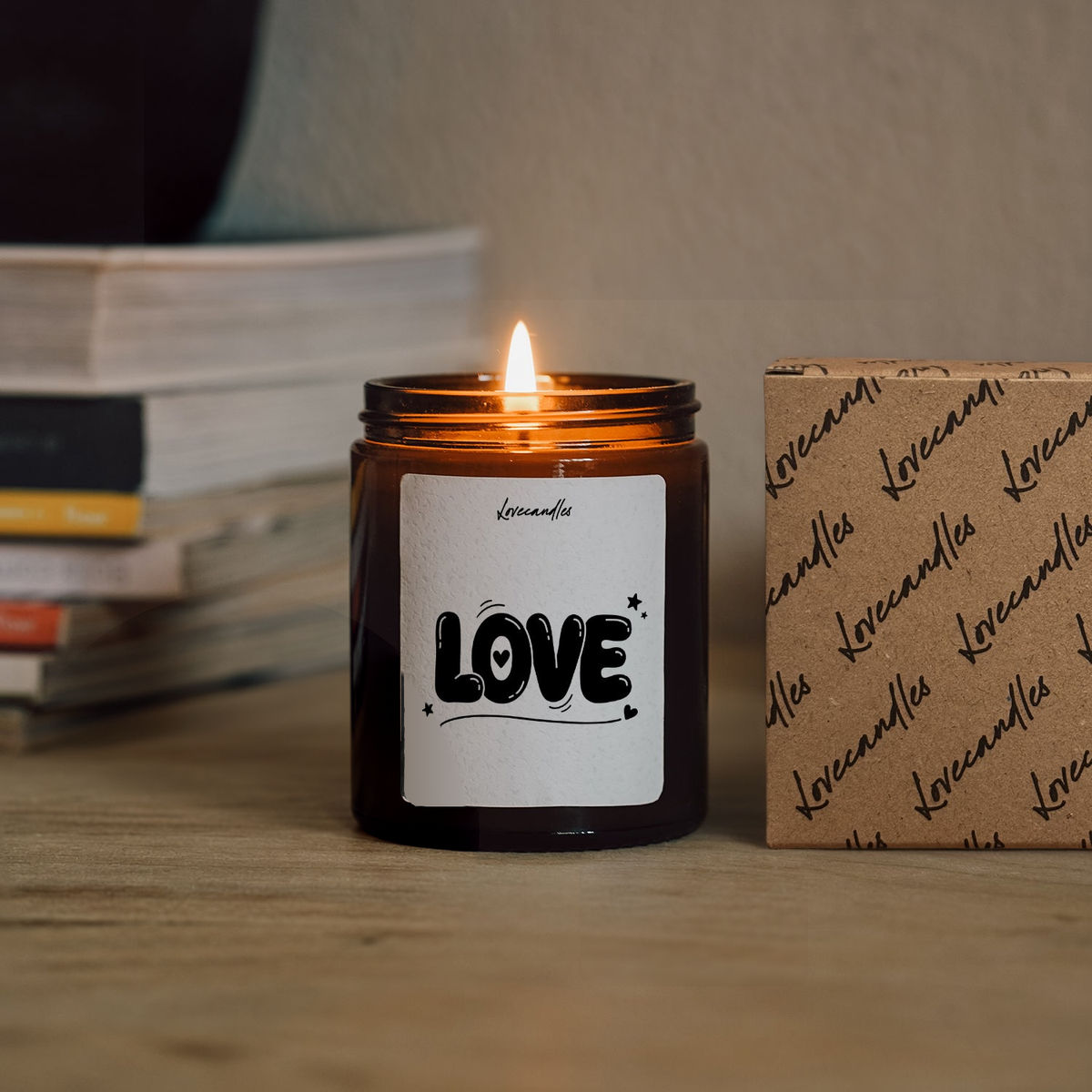 Geurkaars met Tekst “Love” – Vanille | Sojawas | Cadeau