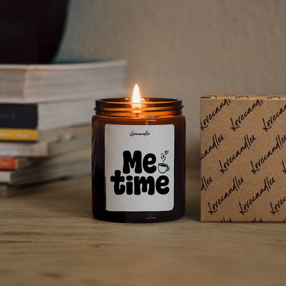 Geurkaars met Tekst "Me Time” – Vanille | Sojawas | Cadeau