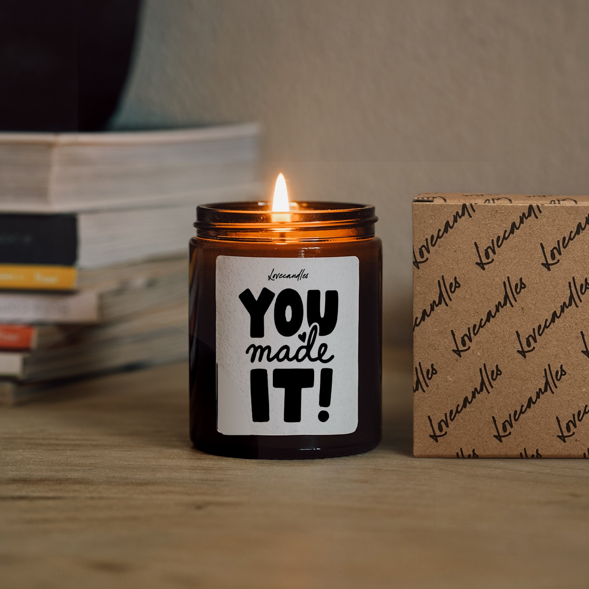 Geurkaars met Tekst “You Made It” – Vanille | Sojawas | Cadeau