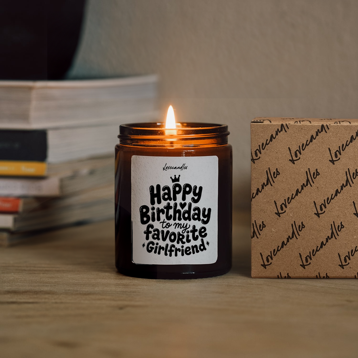Geurkaars met Tekst “Happy Birthday To My Favorite Girlfriend” – Vanille | Sojawas | Cadeau