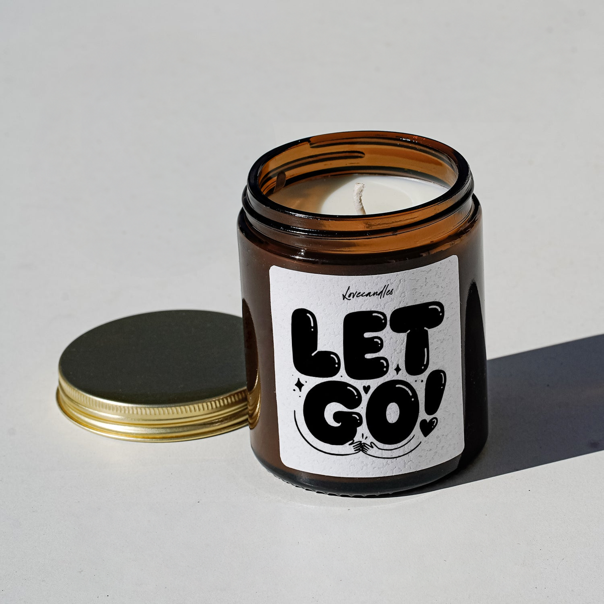 Geurkaars met Tekst "Let Go” – Vanille | Sojawas | Cadeau