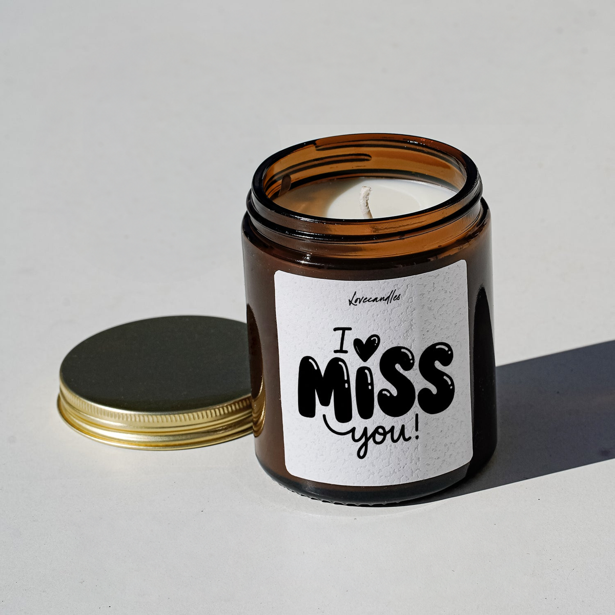 Geurkaars met Tekst “I Miss You” – Vanille | Sojawas | Cadeau