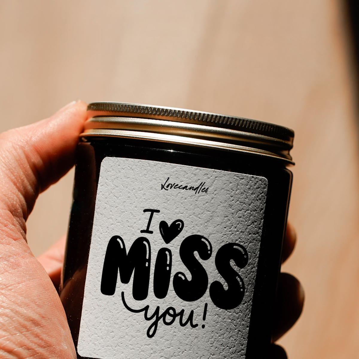 Geurkaars met Tekst “I Miss You” – Vanille | Sojawas | Cadeau
