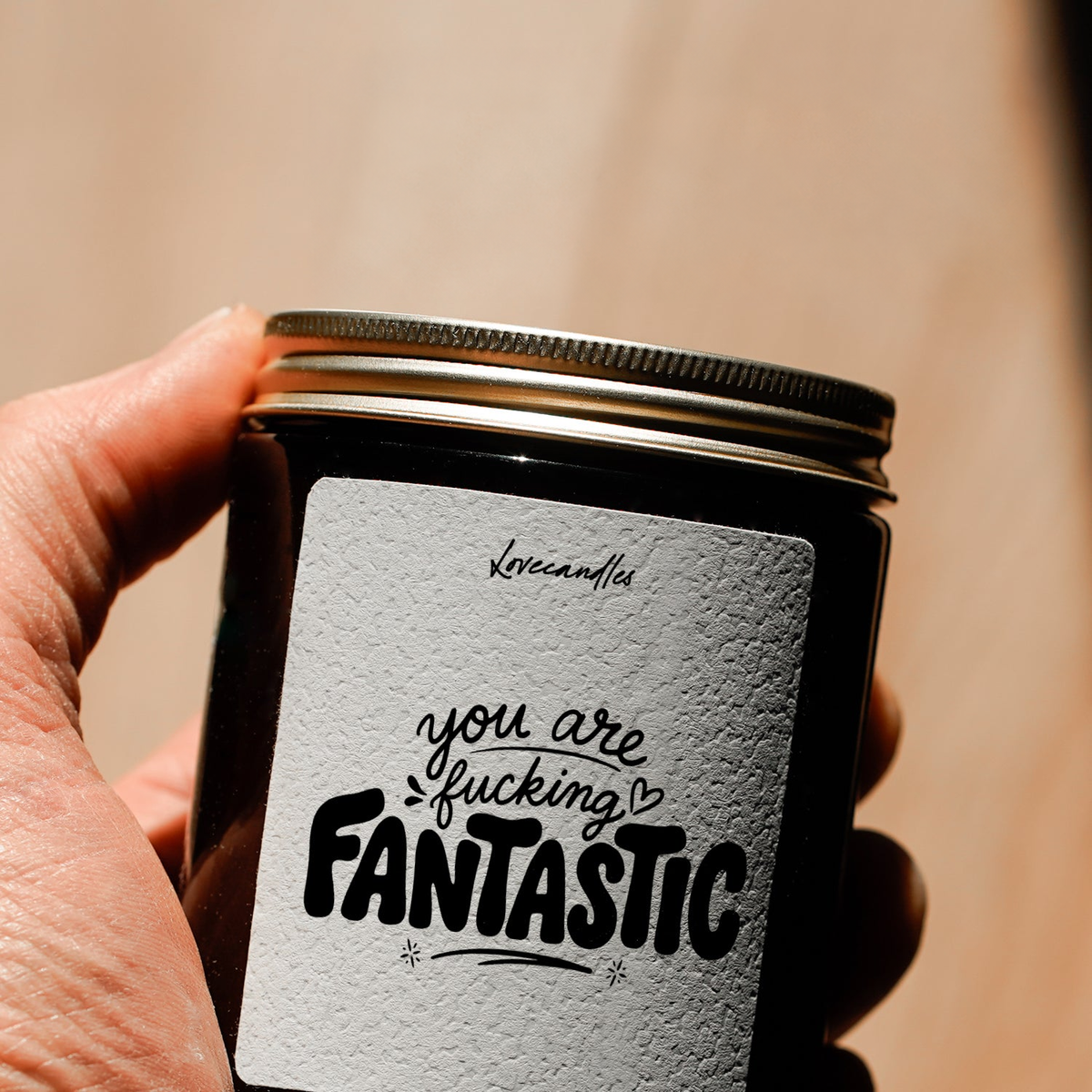 Geurkaars met Tekst "You Are Fucking Fantastic” – Vanille | Sojawas | Cadeau
