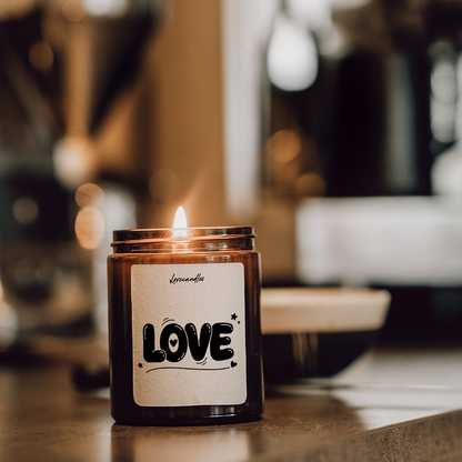 Geurkaars met Tekst “Love” – Vanille | Sojawas | Cadeau